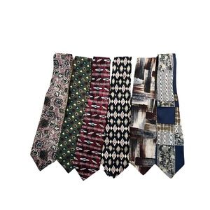 6- NWT Vintage Retro 90’s Y2K Patterned Silk Damon Neck Ties